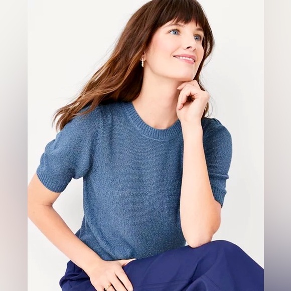 Ann Taylor puff Sleeve Sweater XS  & Pleated High Rise Wide Leg Pant 0 Set Suit - Picture 3 of 3